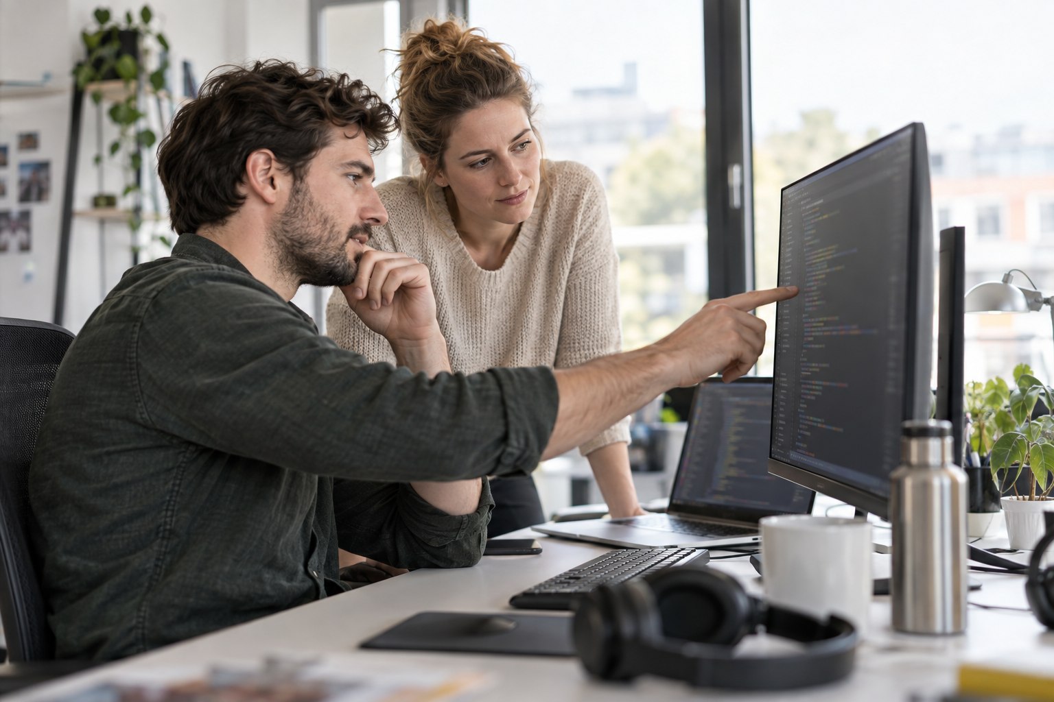 Softwareentwickler bespricht eine Anwendung mit einer Kollegin